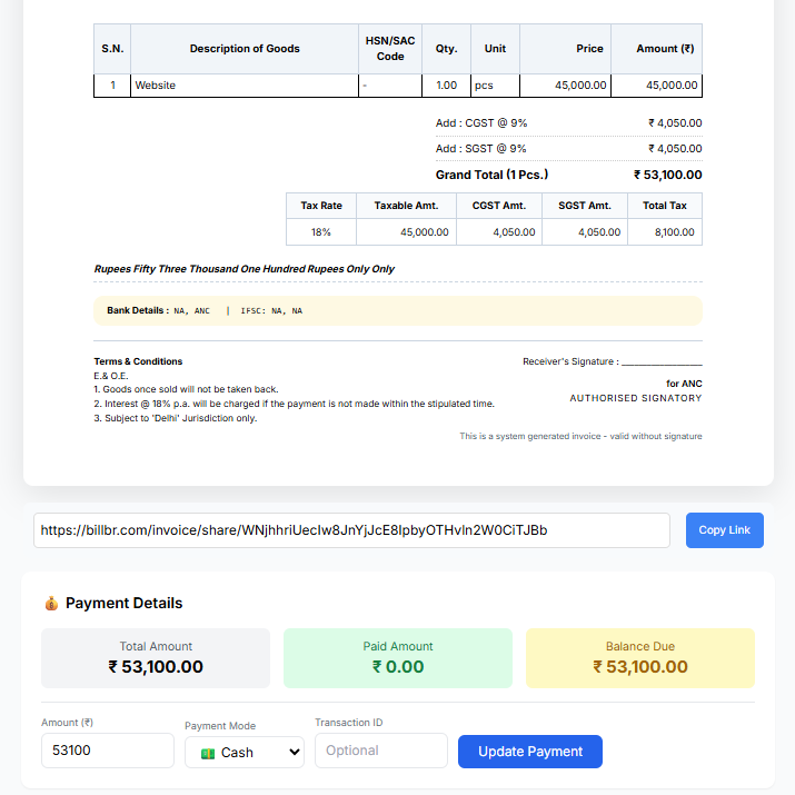 Payment Receipt Preview - Professional Payment Receipt